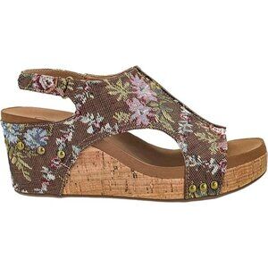 CORKYS Carley Rust Floral Brocade Wedge Platform Sandals 7-11 NWT